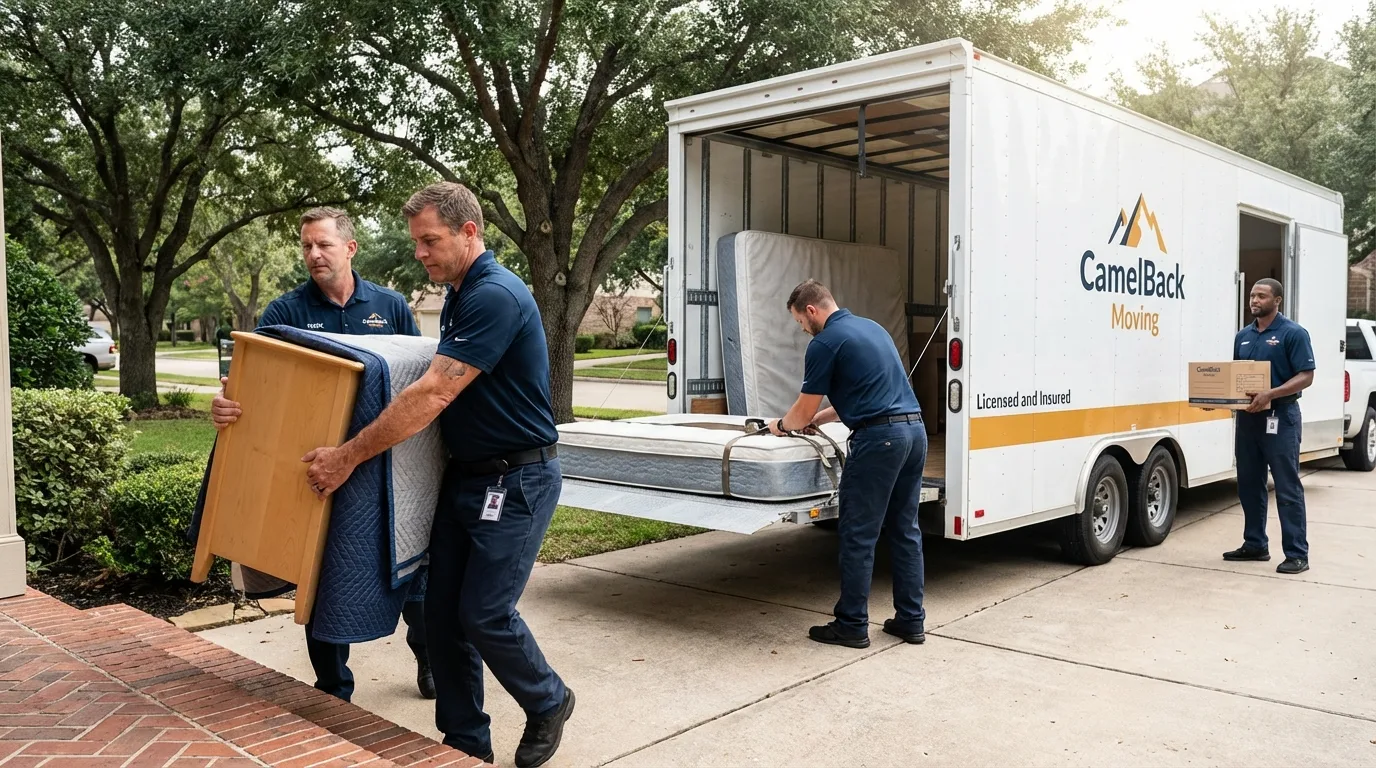 Crew loading residential truck for cross-state move from Harrison, NY